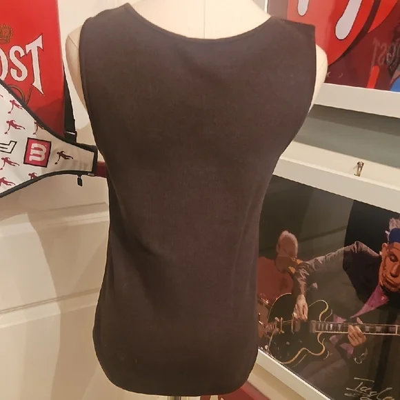 Escada Dark Brown Tank Top with White Logo - Picture 6 of 7